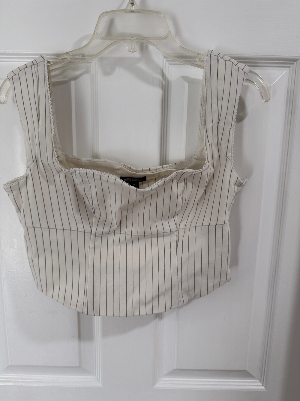 wild fable White Pinstripe Square-Neck Crop Top
